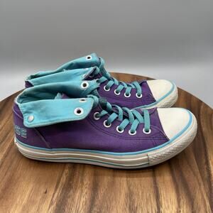Converse Chuck Taylor All Star Shoes Womens 8.5 Purple Teal Fold Casual Skate
